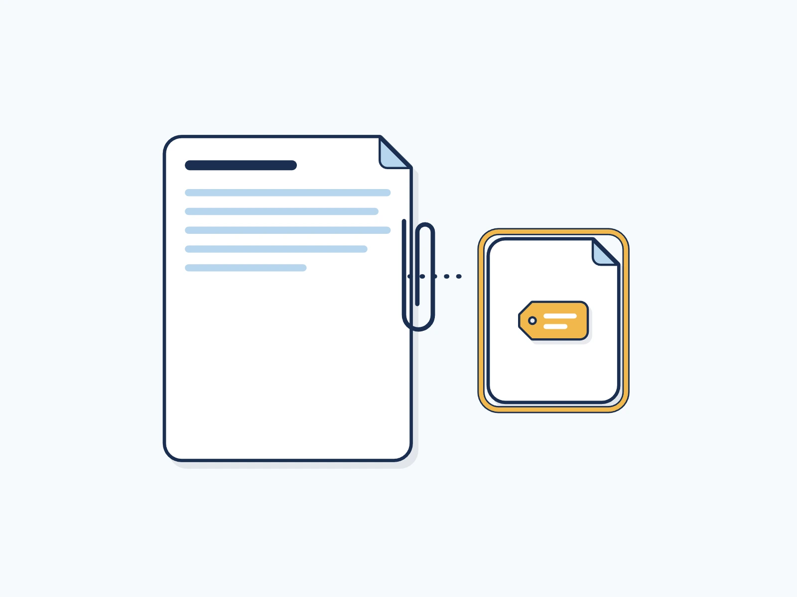 In a PDF, the label is stored as a separate part attached to the document.
