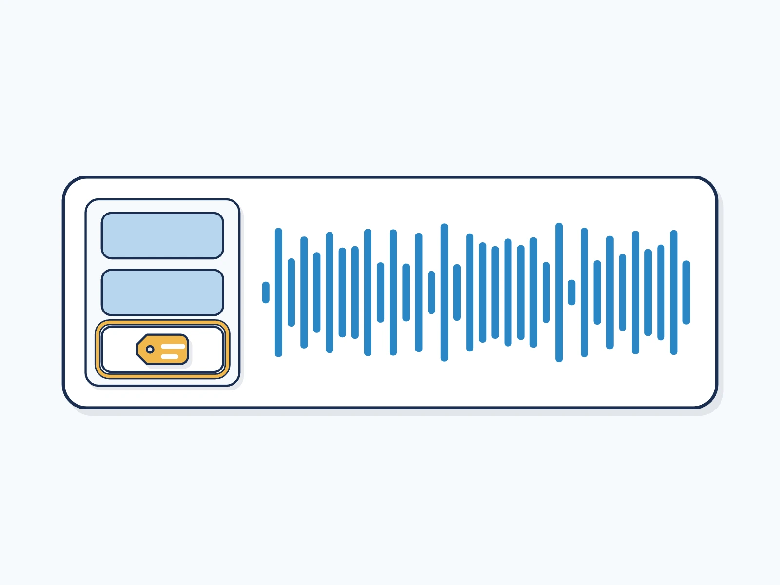 In an MP3 or FLAC file, the label is one frame in the tag block at the front of the file, ahead of the sound.