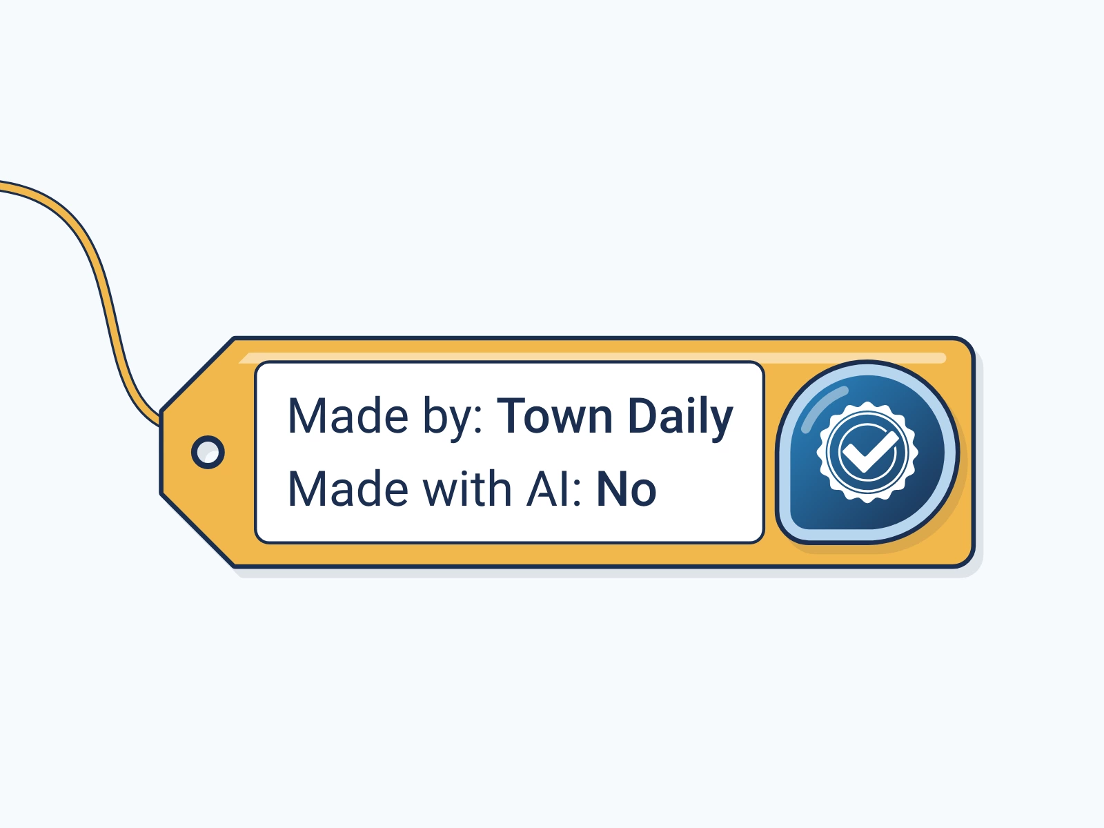 A gold tag on the thread names who signed the work, with the blue Encypher badge on it.
